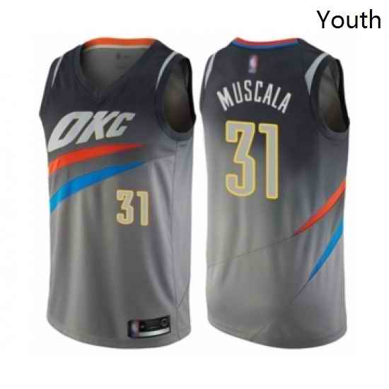 Youth Oklahoma City Thunder 31 Mike Muscala Swingman Gray Basketball Jersey City Edition